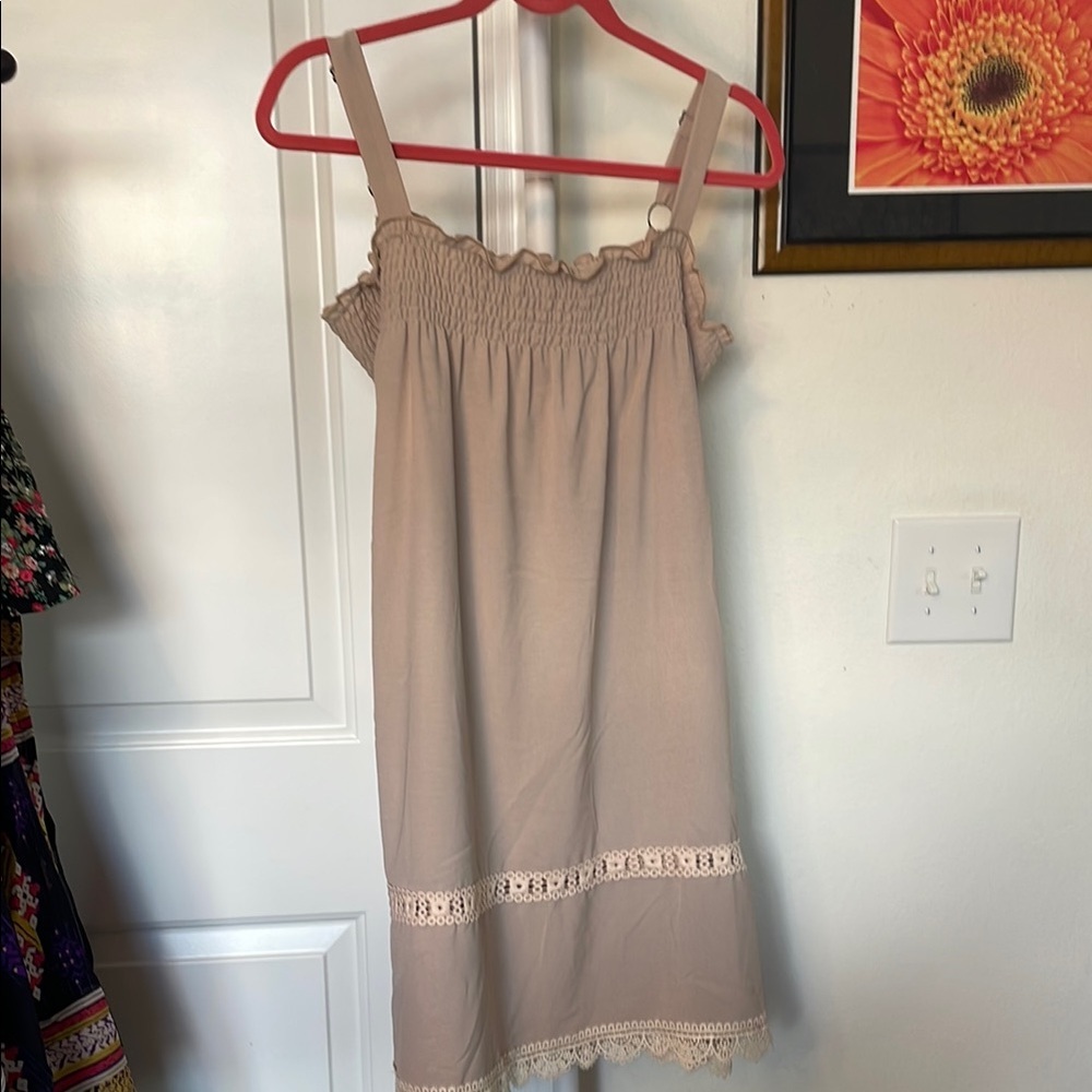 POL Tan Midi Dress Lightweight Elegance
